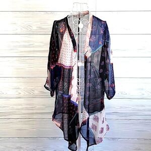 Paradigma sheer kimono cover up multicolored Women's Size L